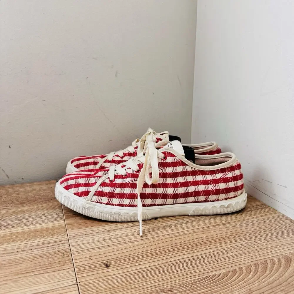 Kate Spade Vale Red And White Checkered Sneakers Women’s Size 10